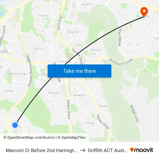 Marconi Cr Before 2nd Harrington Cct to Griffith ACT Australia map