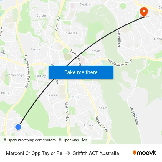 Marconi Cr Opp Taylor Ps to Griffith ACT Australia map