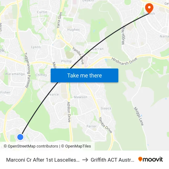 Marconi Cr After 1st Lascelles Cct to Griffith ACT Australia map