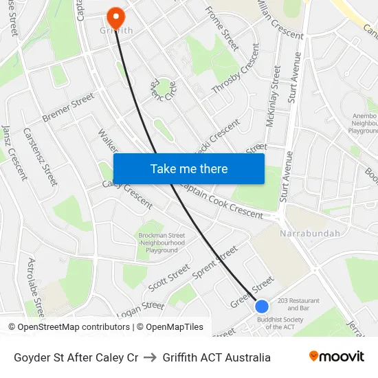 Goyder St After Caley Cr to Griffith ACT Australia map