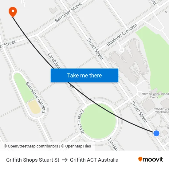 Griffith Shops Stuart St to Griffith ACT Australia map