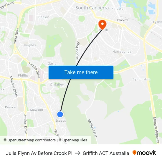 Julia Flynn Av Before Crook Pl to Griffith ACT Australia map