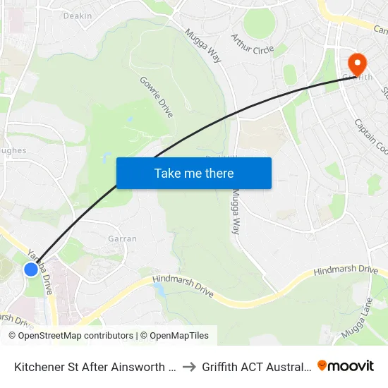 Kitchener St After Ainsworth St to Griffith ACT Australia map