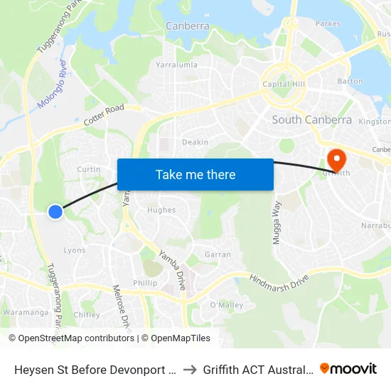 Heysen St Before Devonport St to Griffith ACT Australia map
