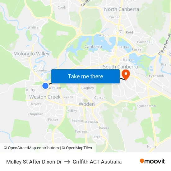 Mulley St After Dixon Dr to Griffith ACT Australia map