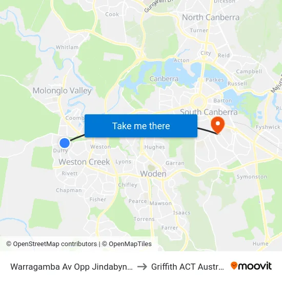 Warragamba Av Opp Jindabyne St to Griffith ACT Australia map