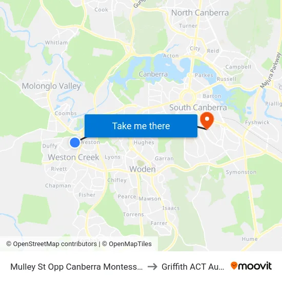 Mulley St Opp Canberra Montessori School to Griffith ACT Australia map