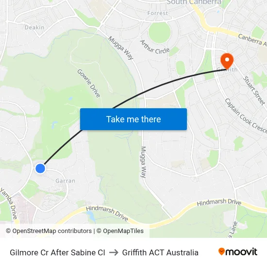 Gilmore Cr After Sabine Cl to Griffith ACT Australia map