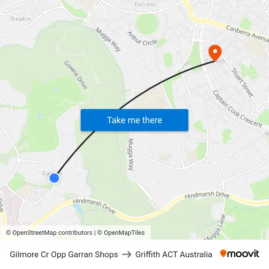 Gilmore Cr Opp Garran Shops to Griffith ACT Australia map