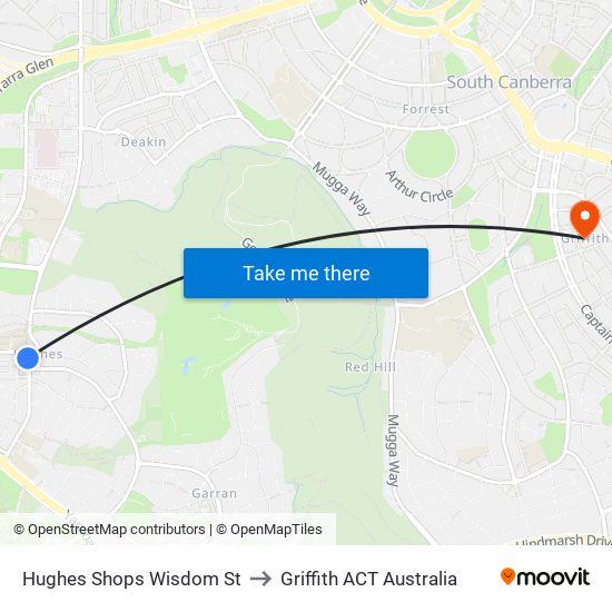 Hughes Shops Wisdom St to Griffith ACT Australia map