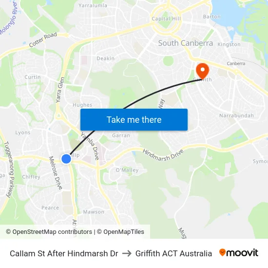 Callam St After Hindmarsh Dr to Griffith ACT Australia map