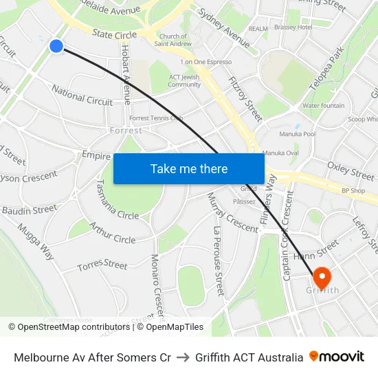 Melbourne Av After Somers Cr to Griffith ACT Australia map