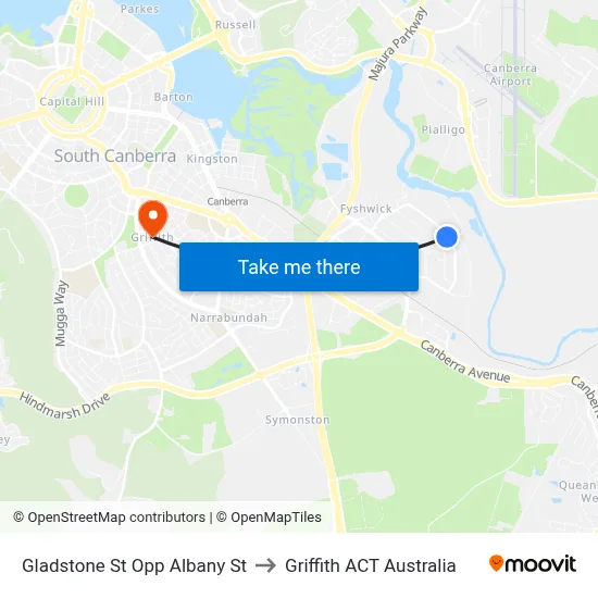 Gladstone St Opp Albany St to Griffith ACT Australia map