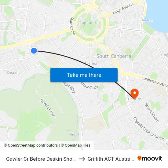 Gawler Cr Before Deakin Shops to Griffith ACT Australia map