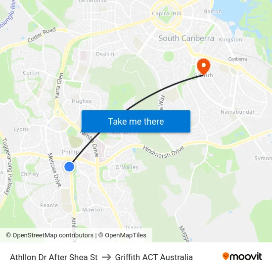 Athllon Dr After Shea St to Griffith ACT Australia map