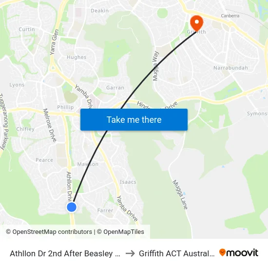 Athllon Dr 2nd After Beasley St to Griffith ACT Australia map