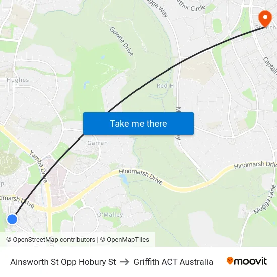 Ainsworth St Opp Hobury St to Griffith ACT Australia map
