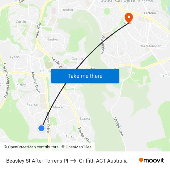 Beasley St After Torrens Pl to Griffith ACT Australia map