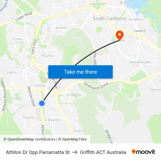 Athllon Dr Opp Parramatta St to Griffith ACT Australia map