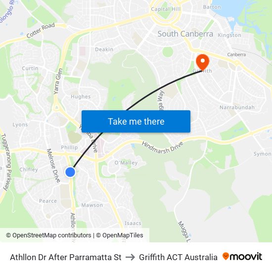 Athllon Dr After Parramatta St to Griffith ACT Australia map