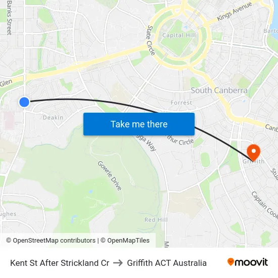 Kent St After Strickland Cr to Griffith ACT Australia map