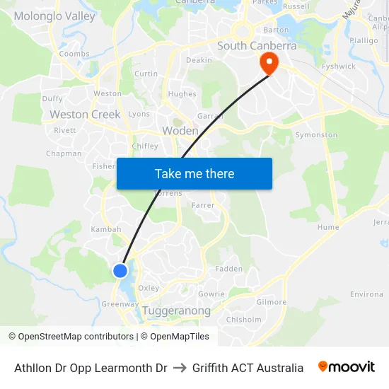 Athllon Dr Opp Learmonth Dr to Griffith ACT Australia map