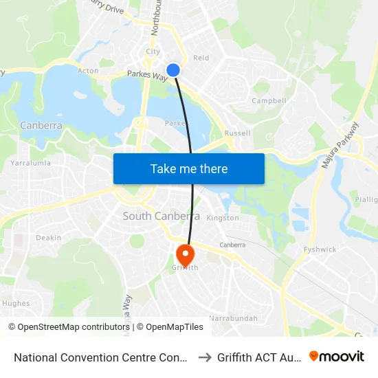 National Convention Centre Constitution Av to Griffith ACT Australia map