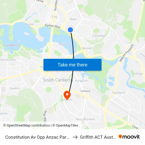Constitution Av Opp Anzac Park West to Griffith ACT Australia map
