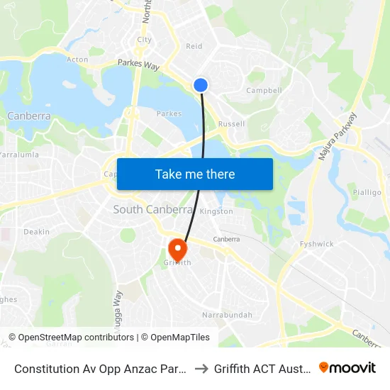 Constitution Av Opp Anzac Park East to Griffith ACT Australia map