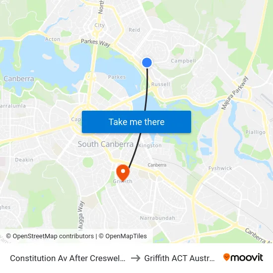 Constitution Av After Creswell St to Griffith ACT Australia map