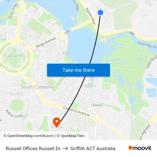 Russell Offices Russell Dr to Griffith ACT Australia map