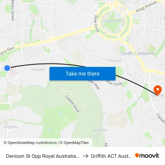 Denison St Opp Royal Australian Mint to Griffith ACT Australia map