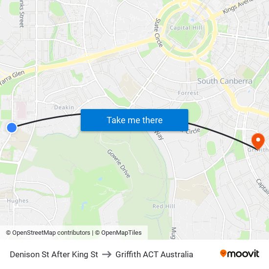 Denison St After King St to Griffith ACT Australia map