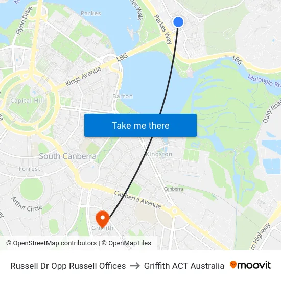 Russell Dr Opp Russell Offices to Griffith ACT Australia map