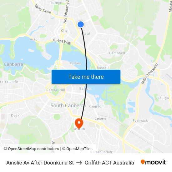 Ainslie Av After Doonkuna St to Griffith ACT Australia map