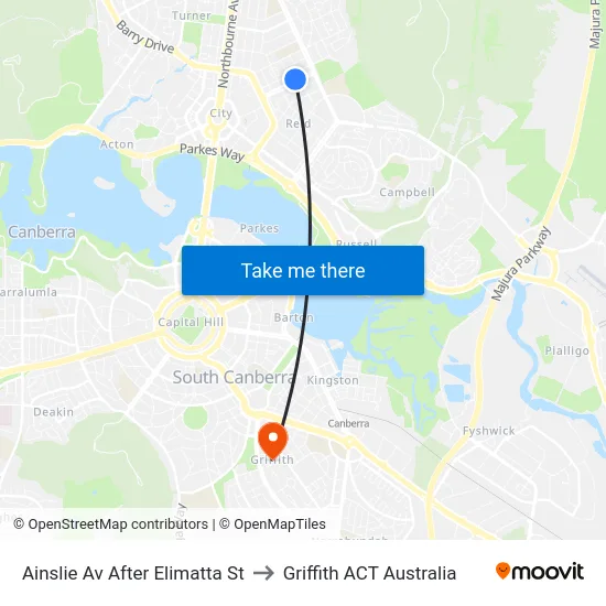 Ainslie Av After Elimatta St to Griffith ACT Australia map