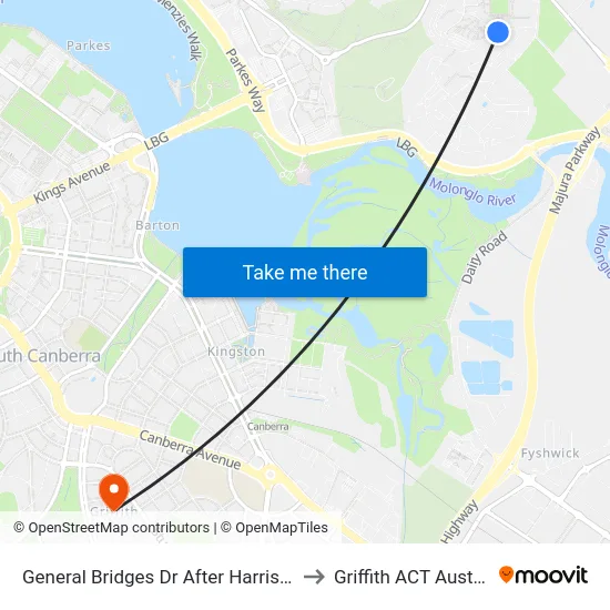 General Bridges Dr After Harrison Rd to Griffith ACT Australia map