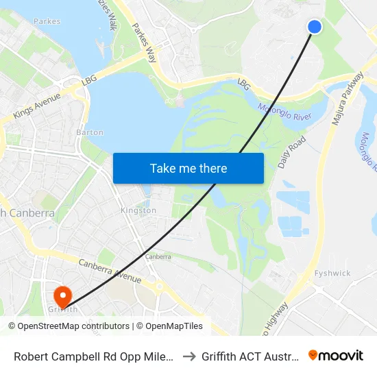 Robert Campbell Rd Opp Miles Rd to Griffith ACT Australia map