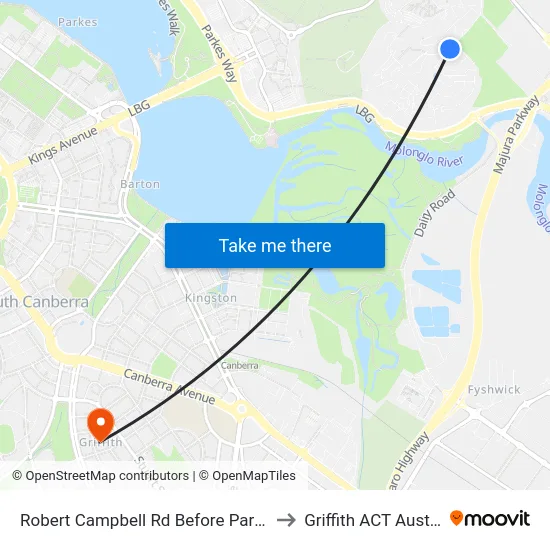 Robert Campbell Rd Before Parnell Rd to Griffith ACT Australia map