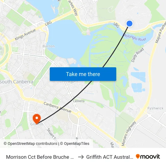 Morrison Cct Before Bruche Rd to Griffith ACT Australia map