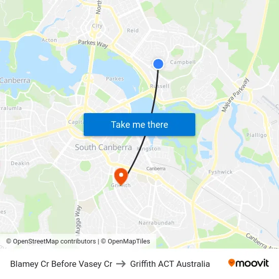 Blamey Cr Before Vasey Cr to Griffith ACT Australia map