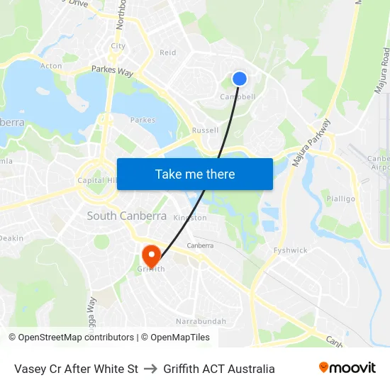 Vasey Cr After White St to Griffith ACT Australia map