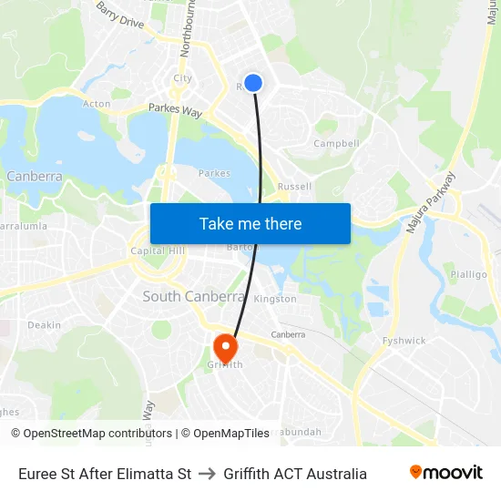 Euree St After Elimatta St to Griffith ACT Australia map