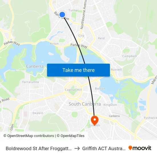 Boldrewood St After Froggatt St to Griffith ACT Australia map