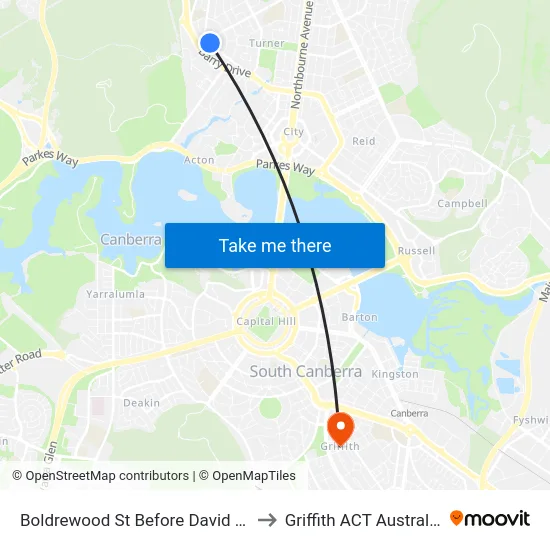 Boldrewood St Before David St to Griffith ACT Australia map