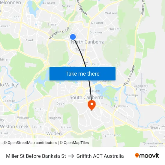 Miller St Before Banksia St to Griffith ACT Australia map