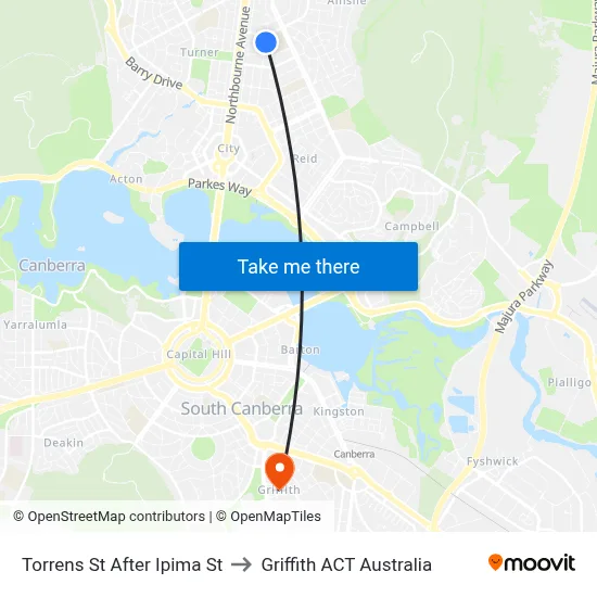 Torrens St After Ipima St to Griffith ACT Australia map