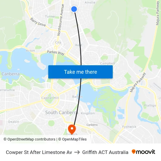 Cowper St After Limestone Av to Griffith ACT Australia map
