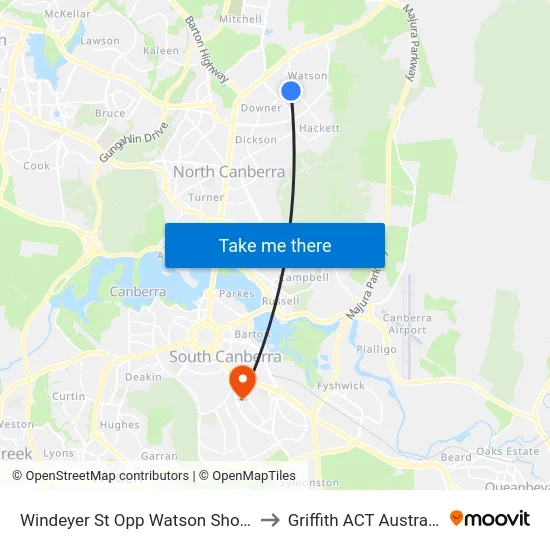 Windeyer St Opp Watson Shops to Griffith ACT Australia map