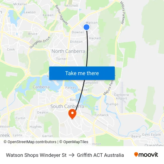 Watson Shops Windeyer St to Griffith ACT Australia map